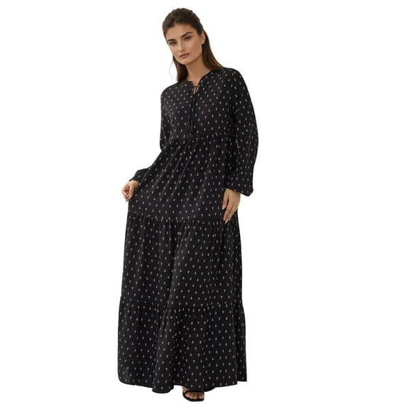 Printed Long Sleeve Viscose Maxi Dress