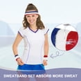 thumbnail image 6 of Uxcell Sweat Band Set Sports Terry Cloth Headband Wristband Set 7"x2" Moisture Wicking Sweat Absorbing Head Band Red/White/Blue, 6 of 6