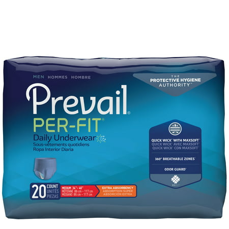 Adult Absorbent Underwear Prevail® Per-Fit® Men Pull On Medium Disposable Moderate Absorbency Bag of