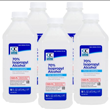Quality Choice 70% Isopropyl Alcohol First Aid Antiseptic, 16 FL OZ - 5 Pack