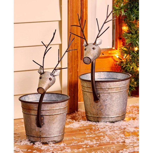 Set of 2 Reindeer Planters