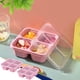 thumbnail image 5 of Caja bento de 4 compartimentos reutilizable con tapa transparente, bandeja para servir té, plato para conservar alimentos, plato para snacks de fruta seca rosa, 5 of 7