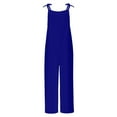 thumbnail image 4 of Jumpsuits for Women Cotton Linen Rompers Solid Color Romper Casual Loose Overalls Jumpsuit Summer Romper with Pockets, 4 of 5
