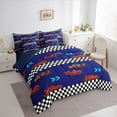 thumbnail image 3 of Homewish Kids Teens Racing Car Twin Bedding Sets 7-Piece,Extreme Sport Bedding Comforter Set Microfiber,Geometric Plaid Grid Breathable Sheet Sets,Luxury Bedroom Decor,Reversible, 3 of 8
