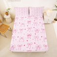 thumbnail image 2 of jejeloiu Chic Bow Ribbon Queen Sheet Sets,Pink Loves Pattern Bed Set For Bowknot Lover 4-Piece, 2 of 6