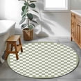 thumbnail image 4 of Sage Green Plaid Large Area Rugs for Bedroom Living Room, Soft Non Slip Carpet Bedside Rug, Farmhouse Green White Checkered Lace Round Floor Cover Kitchen Accent Rug 3' for Dining Room/Office, 4 of 9