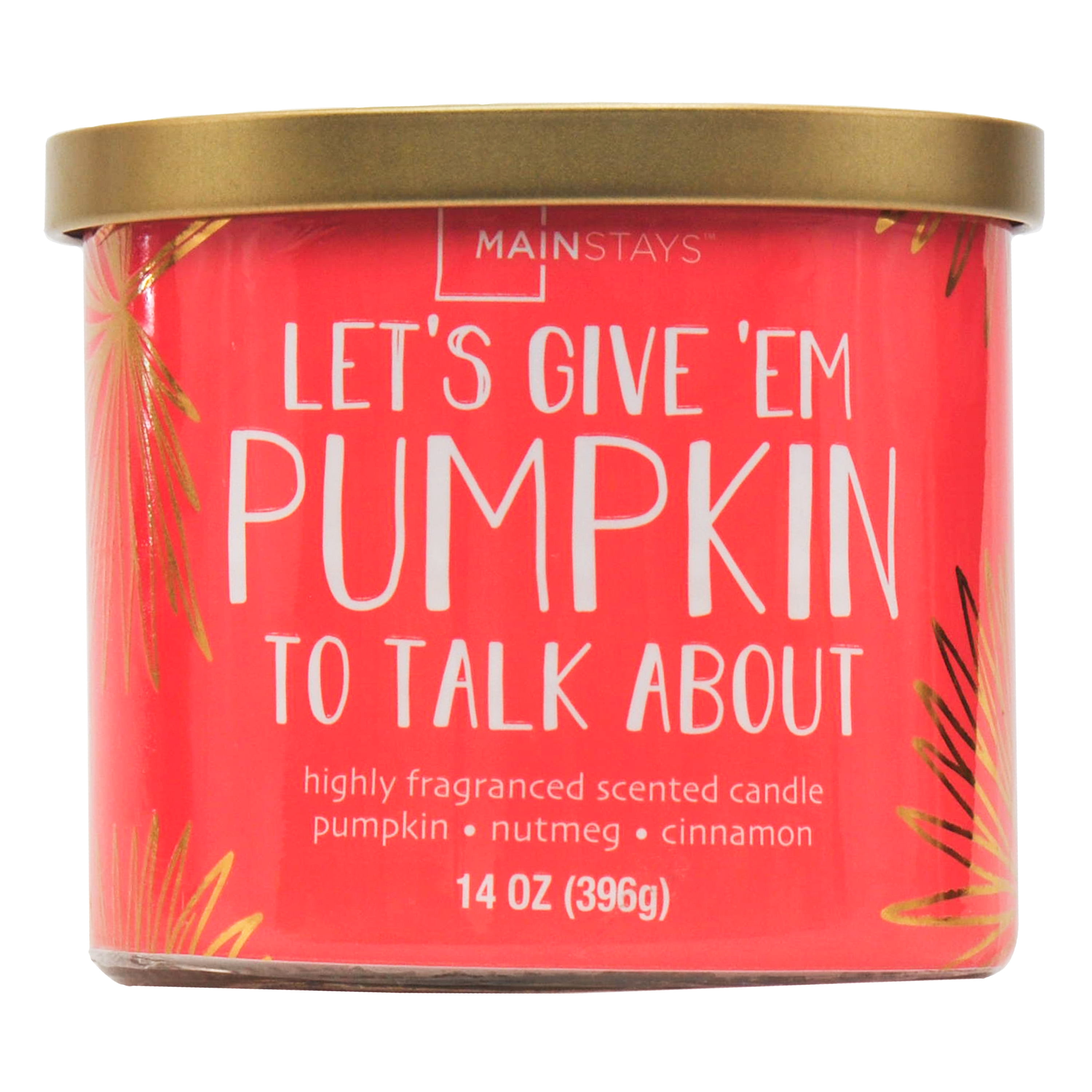 Mainstays 14 Ounce 3 Wick Candle Let's Give 'Em Pumpkin To Talk About Wrap