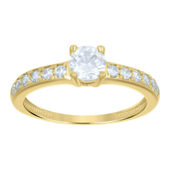 10kt 10k Yellow Gold Womens Cubic-Zirconia Engagement Ring