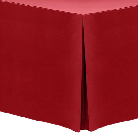 

Ultimate Textile (10 Pack) 4 ft. Fitted Polyester Tablecloth - for 30 x 48-Inch Banquet and Folding Rectangular Tables 36 High Holiday Red