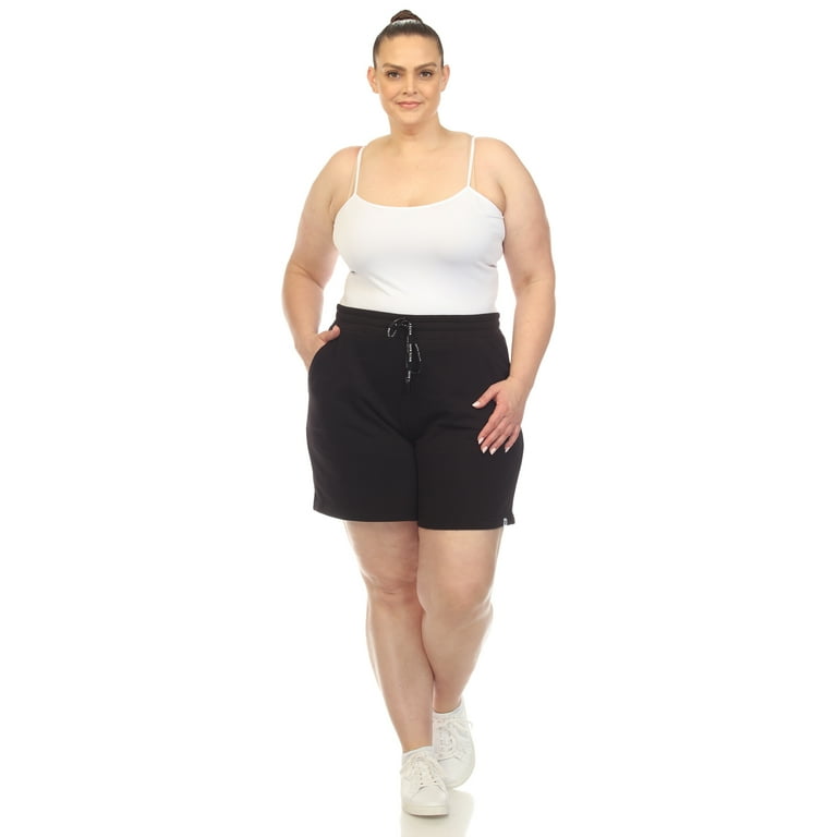 White Mark Women s Plus Size Super Soft Drawstring Waistband Sweat Shorts