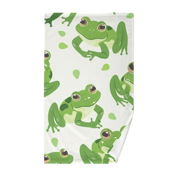 Cute Cartoon Green Frogs Cotton Face Towels Absorbent Hand Towel Soft Bathroom Towel for Kitchen Hotel Decoration