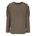 thumbnail image 5 of Ashirexll Winter Tops for Long Sleeve Shirts for Round Neck Solid Color High Stretch Casual Pullover, 5 of 7