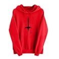 thumbnail image 2 of VOONCAS Women's Red Distressed Cross Graphic Hoodie - Size L, 100% Polyester, Relaxed Fit, Streetwear with Kangaroo Pocket, 2 of 4