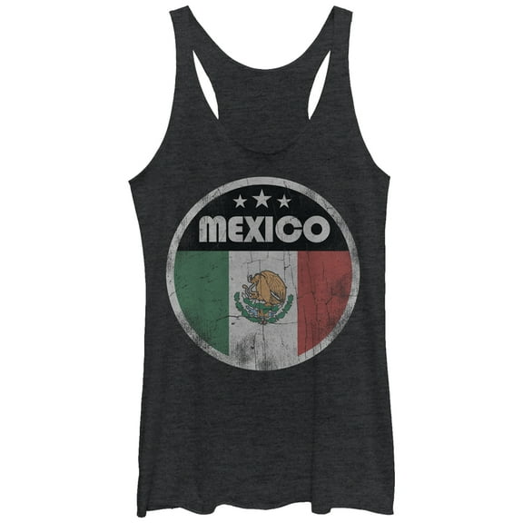 Women's Lost Gods Mexico Flag Circle Racerback Tank Top Black Heather Small