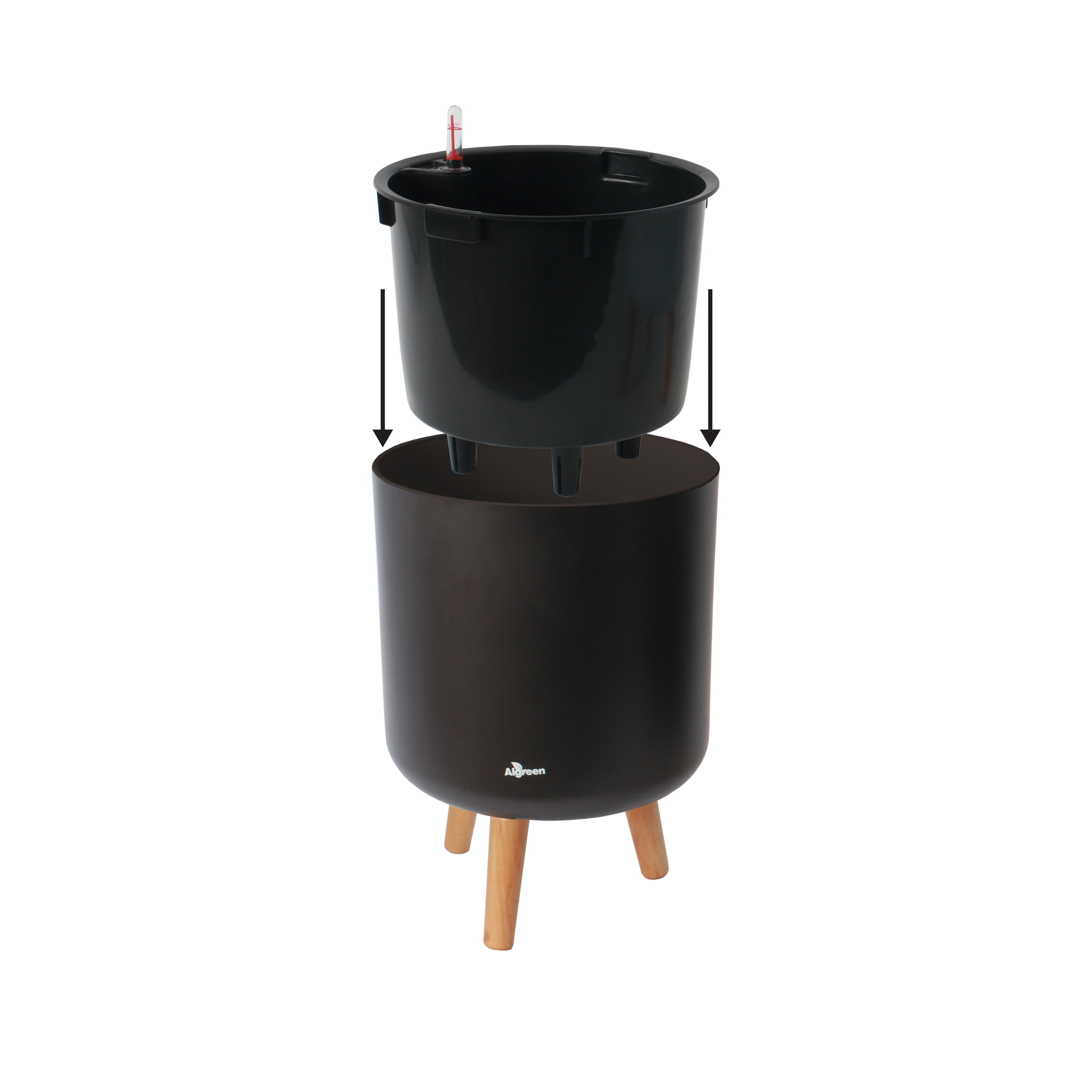 Algreen Modena 8.5" Self-Watering Planter with Stand, Matte Mocha