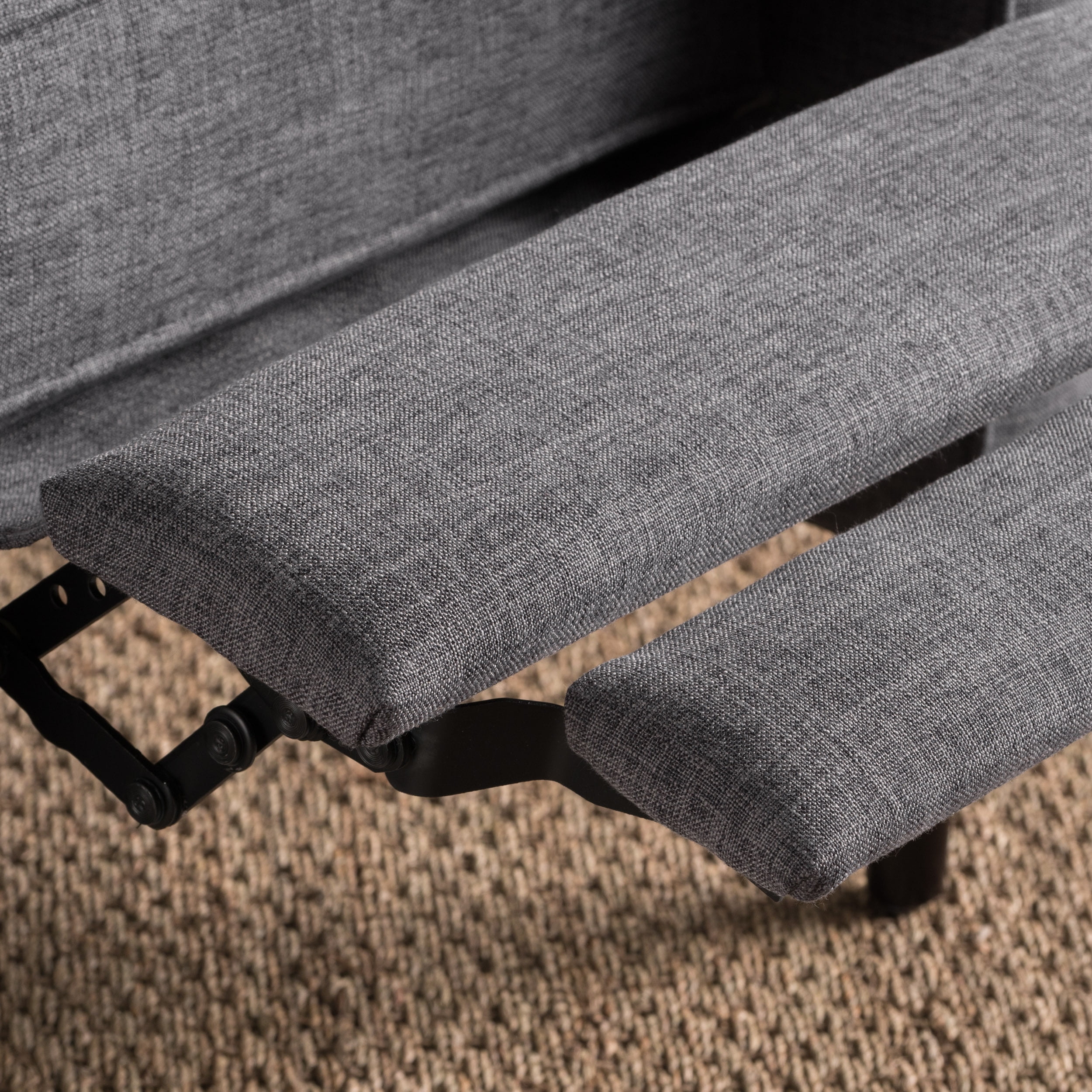 Noble House Logan Indoor Mid Century Modern Grey Fabric Recliner