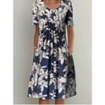 thumbnail image 6 of Spring And Summer Women's Elegant Large Skirt Round Neck Printed Short-sleeved Dress, 6 of 9