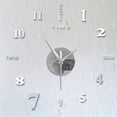 thumbnail image 3 of Decorative Wall Clock, 20X20 In, Silver Acrylic, Time Text, Diy Installation, Black Wall DecorforLiving Room, Oversized Display, 1 Pc, 3 of 4