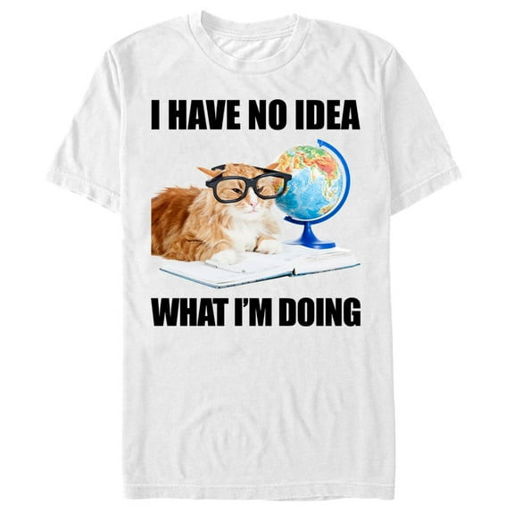 Men's Lost Gods I Have No Idea What I'm Doing Cat  Graphic Tee White Medium