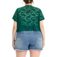 thumbnail image 3 of Agnes Orinda Plus Size Bolero Shrugs for Women Open Front Short Sleeve Crochet Lace Cropped Cardigans 2X Dark Green, 3 of 7