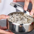 thumbnail image 3 of 1PC Stainless Steel Rice Bowl with Lid Creative Double Layer Rice Bowl Household Kids Rice Container Stylish Round Utensils Bowl for Home Office Use with Word Style Silver Size 1, 3 of 8