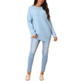 thumbnail image 2 of INSPIRE CHIC Women's Round Neck Pullover Long Sleeve Casual Sweater with Pockets S Light Blue, 2 of 6