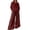 Red, variant on Womens Outfits Women's Elegant Off Shoulder Blouse and Satin Wide Leg Pants Two Piece Set Fashionable Monochrome Dressy Evening Ensemble Solid Color Crew Neck Long Sleeve Full Length Green L