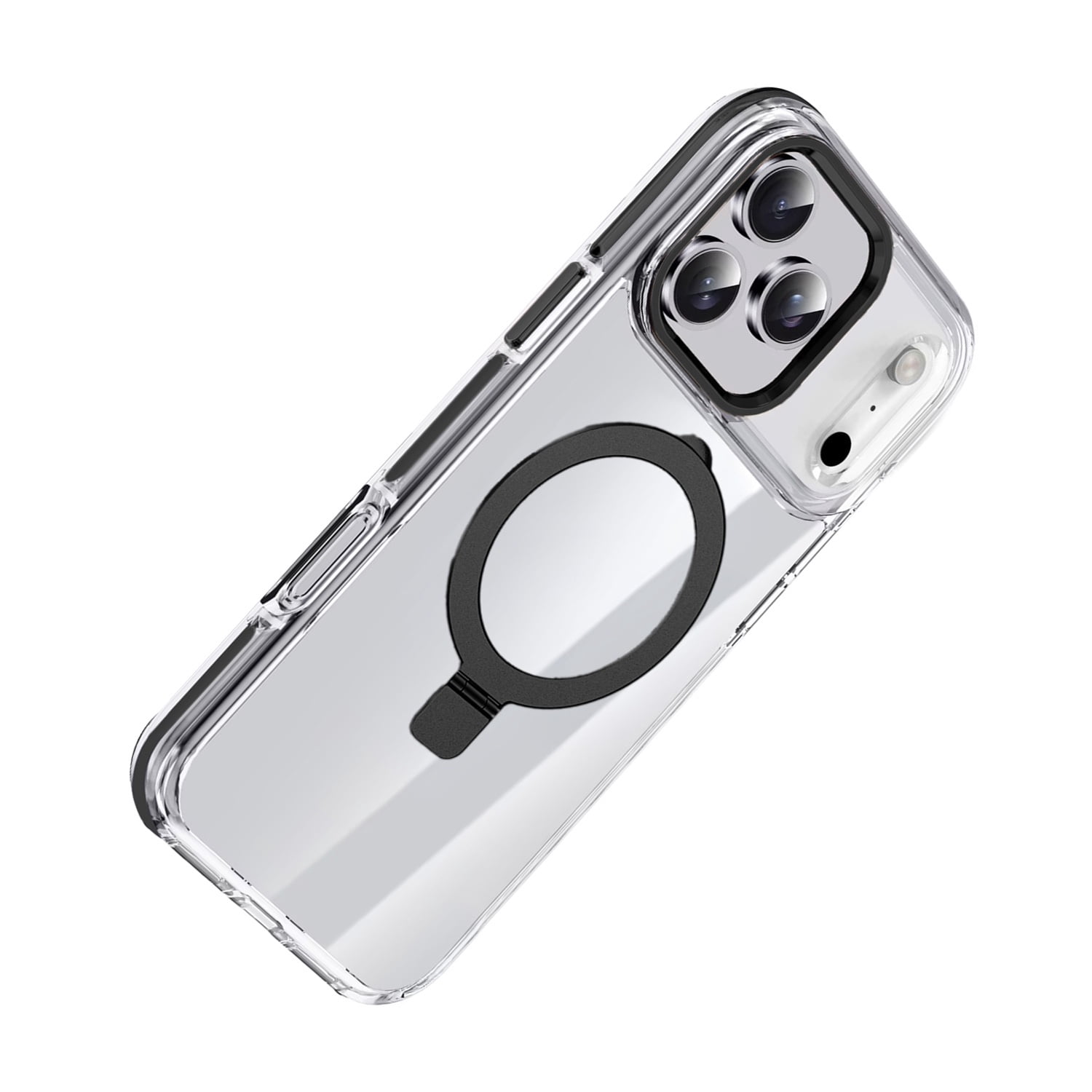 Magnetic Clear Case with Kickstand for iPhone 17 Pro Max - Black