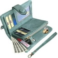 thumbnail image 2 of GHSDFBB Womens Small Bifold Leather Wallets RFID Ladies Wristlet with Card Slots id Window Zipper Coin Purse (Light Green), 2 of 7