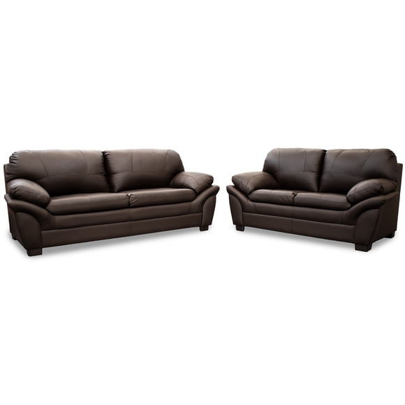 Sala de Piel Genuina Sofá y Love Seat ConfortoPiel Genova Chocolate