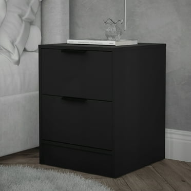 Kappesberg Fresno 2-Drawer Nightstand, Black Matte Finish – Modern Bedroom Storage for Adults & Teens