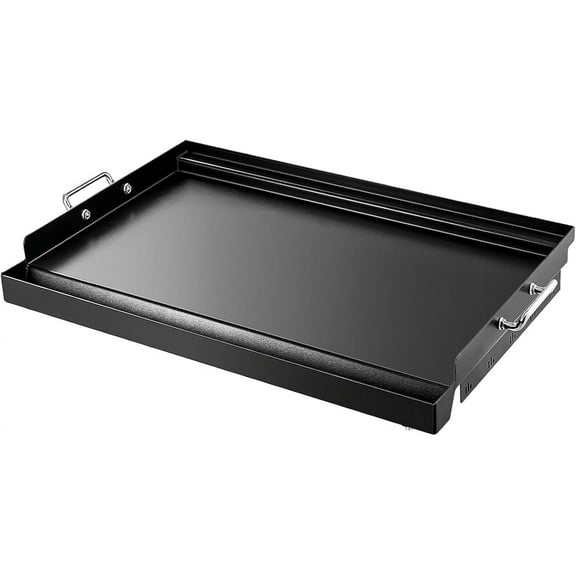 YORKING 25" x 16" Nonstick Coating Griddle Flat Top Grill Plate, Carbon Steel Griddle Plate with Grease Groove and Removable Handles for BBQ Charcoal/Gas Grills, Parties, Indoor/Outdoor Cooking