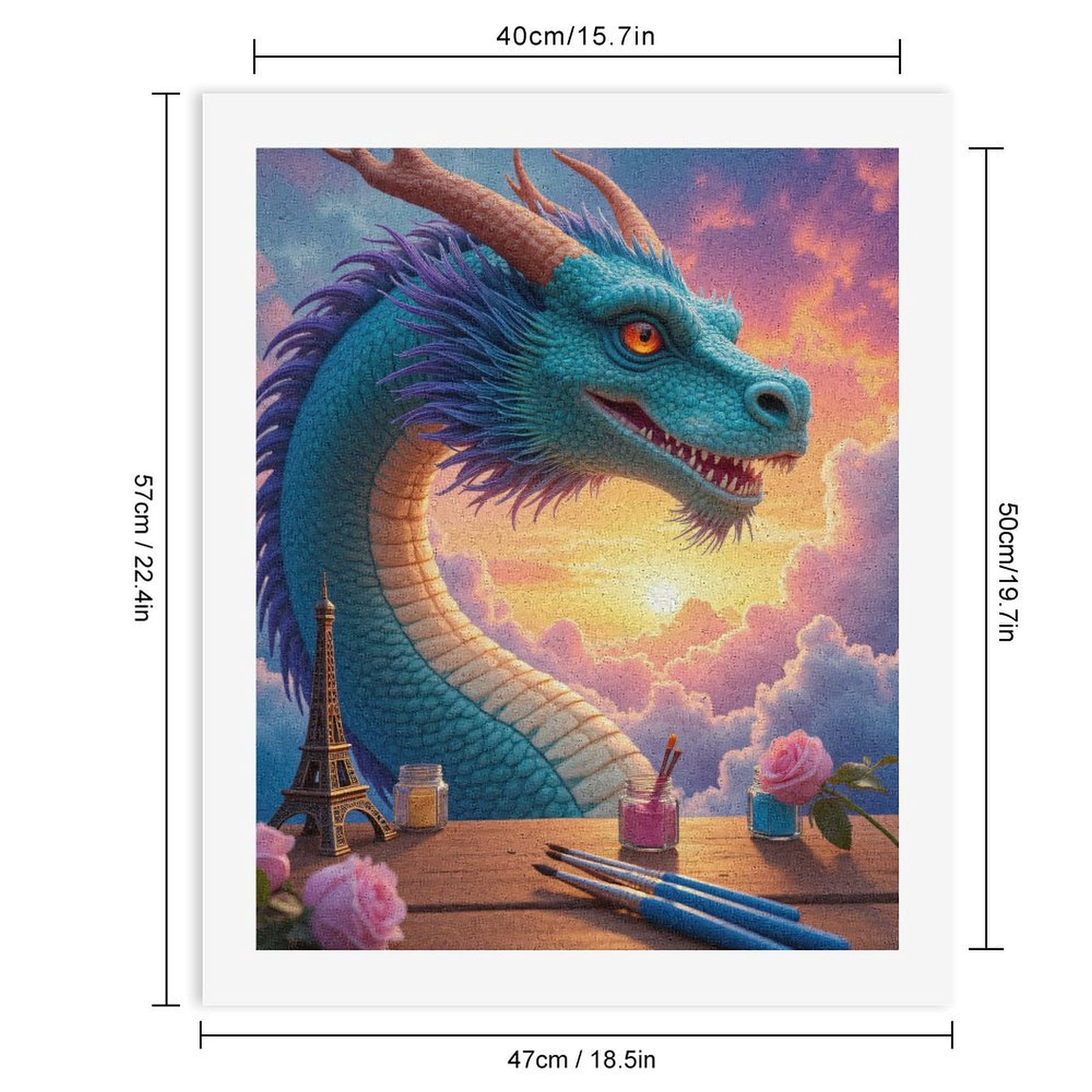 Paint By Numbers Kit for Adults Beginner - Dragon Sunset Art Supplies Sky DIY Canvas Painting Kits for Adults, Frameless Paint By Number for Adults for Home Wall Decor 16x20 Inch
