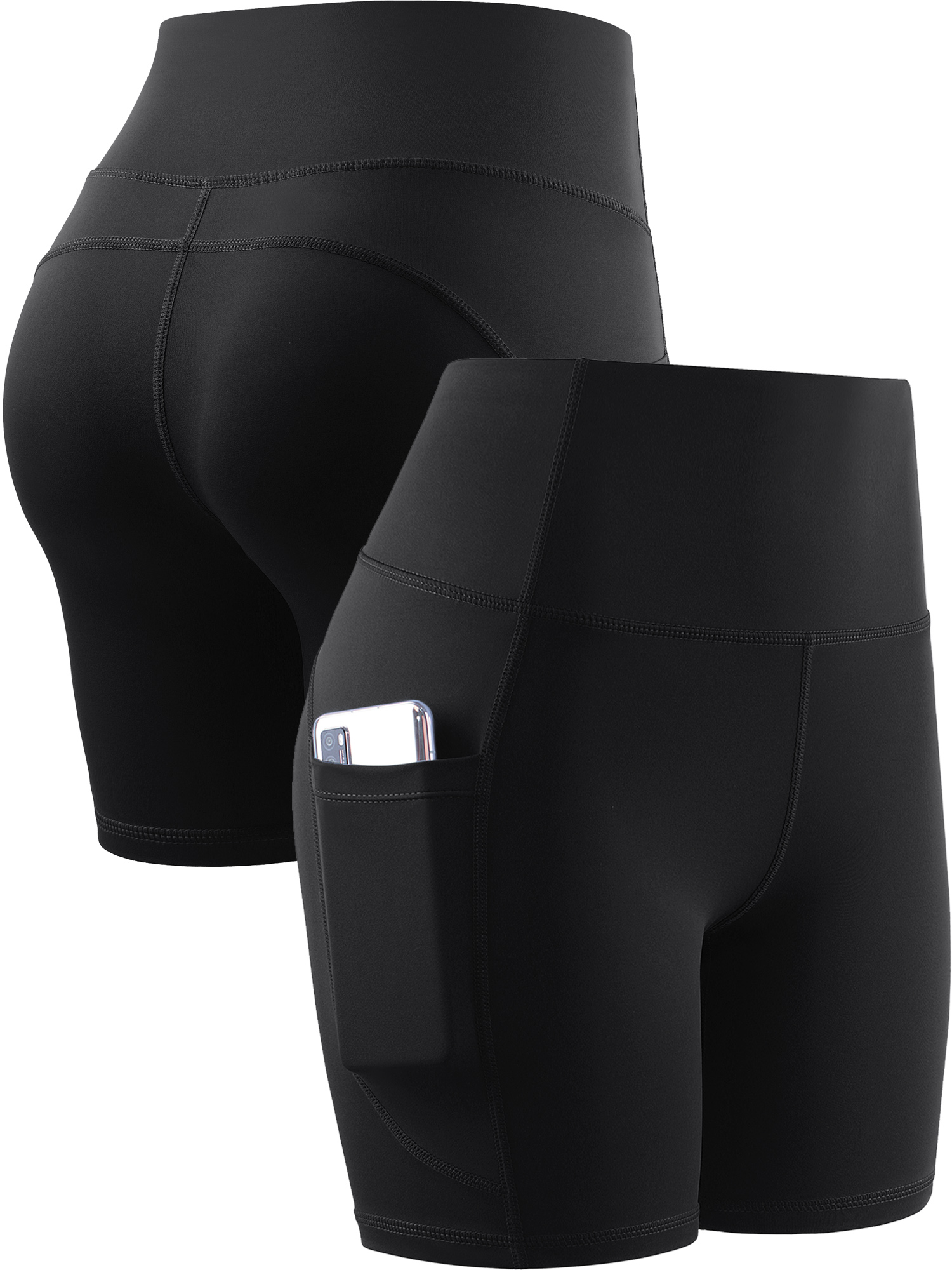 Cadmus Women's 6" High Waist Yoga Shorts, Black photo 3
