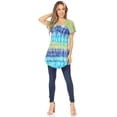 thumbnail image 5 of Sakkas Monet Long Tall Tie Dye Ombre Embroidered Cap Sleeve Blouse Shirt Top - Green / Blue - One Size, 5 of 5