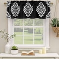 thumbnail image 2 of Baroque Black Curtain Valances for Windows, Kitchen Valance Window Treatments Panel 2 Pack, Vintage Damask Classic Floral Rod Pocket Short Curtains for Bathroom Bedroom 42 x 12 Inch, 2 of 8