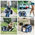 thumbnail image 3 of Petsfit Pet Carrier with Wheels, Rolling Cat Carrier for 2 Small Cats, Airline Approved Pet Carrier with Telescopic Handle Perfect for Travelling Under 15lb,Blue, 3 of 7