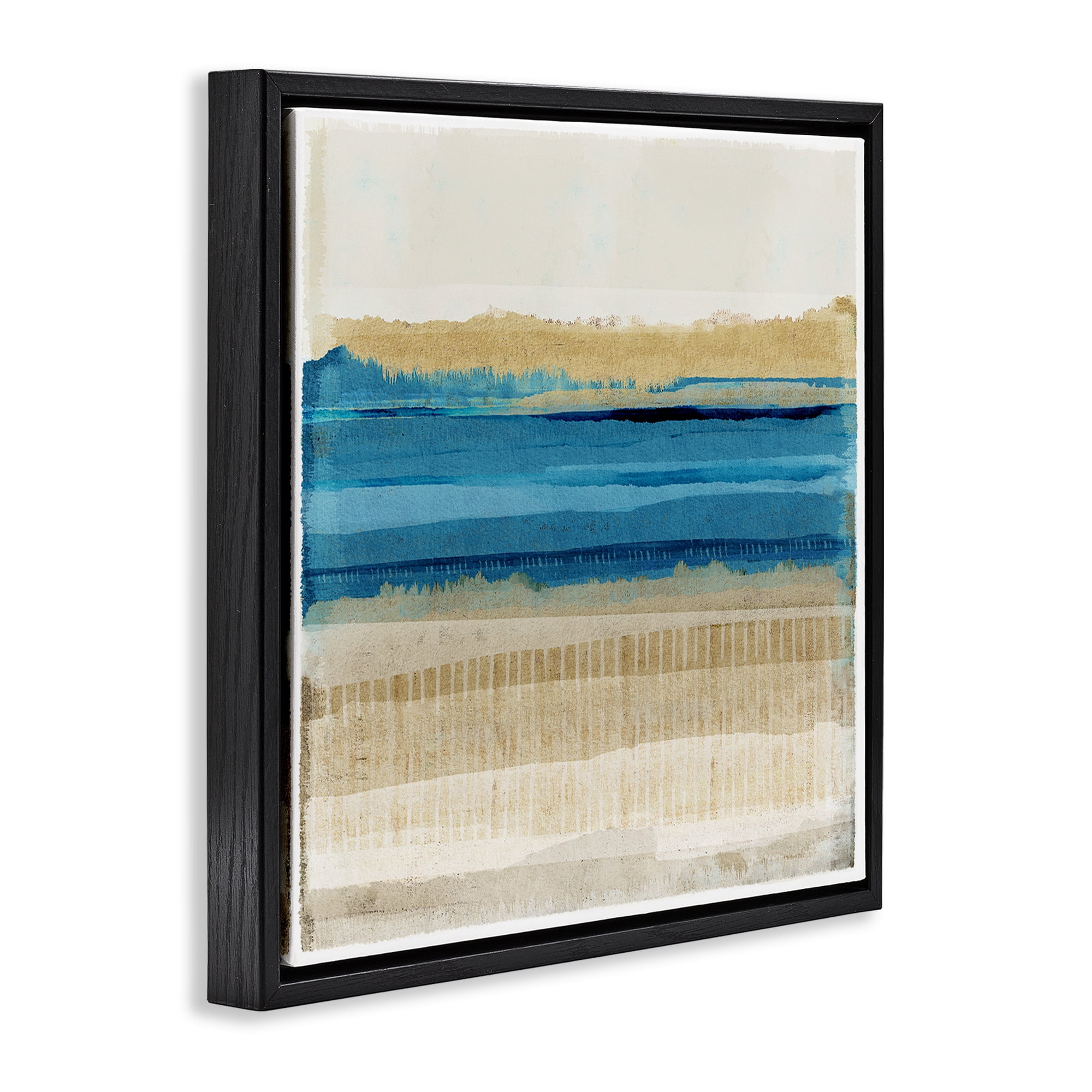 Stupell Industries Blue Daze Abstraction Abstract Painting Black Floater Framed Canvas Art Print Wall Art, 18 x 18