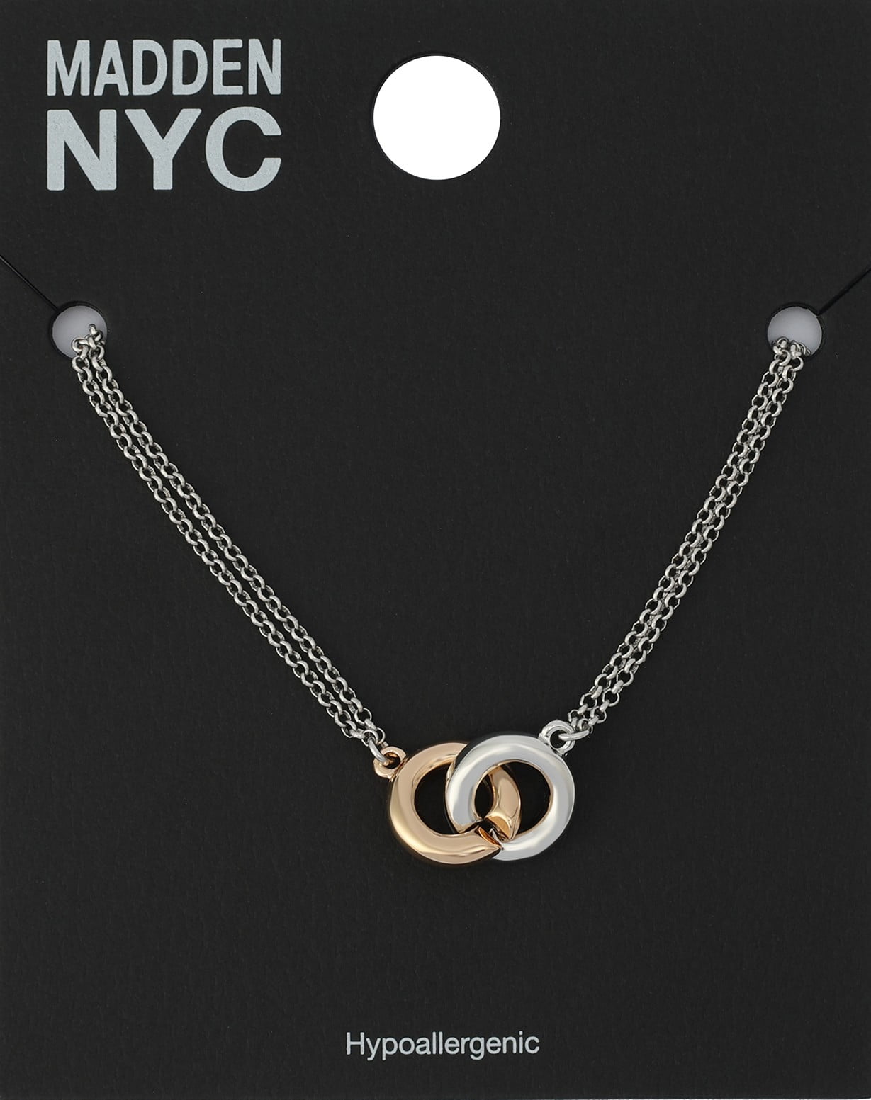 Madden NYC Women's Fashion Two-tone Interlocking Ring Pendant Necklace