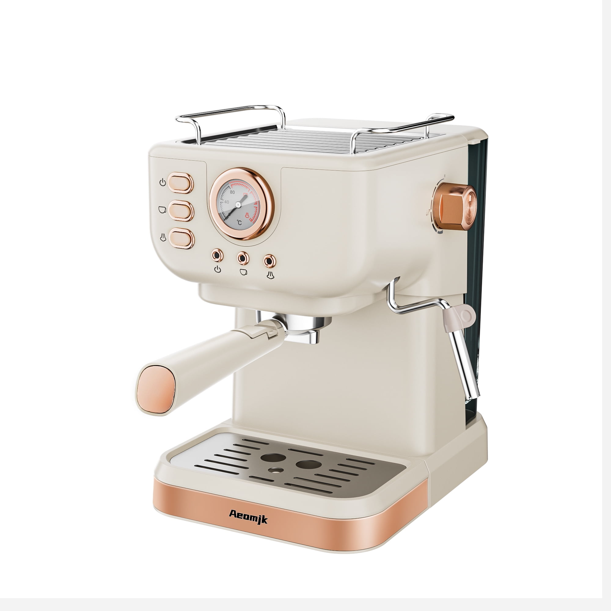 Aeomjk エスプレッソマシン ホワイト AEOMJK semi-automatic espresso machine, one-button operation