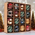 thumbnail image 4 of Touch of Gold Delightfully Glittered Ornament Bauble Set, Green, Blue, Bronze and Maroon 16 Piece Bundle, 4 of 7