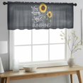 thumbnail image 2 of Sunflowers Valance Curtains for Kitchen/Living Room/Bathroom/Bedroom Window, Rod Pocket Small Topper Half Short Window Curtains Voile Sheer Scarf, Classic Bee You Are My Sunshine Black 54"x18", 2 of 8