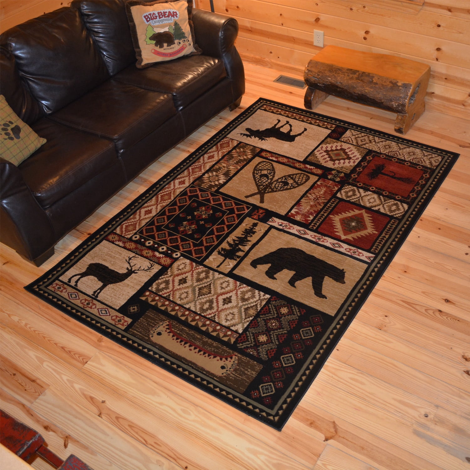 Lodge King Patchwork Multi Rustic Area Rug Walmart Com Walmart Com