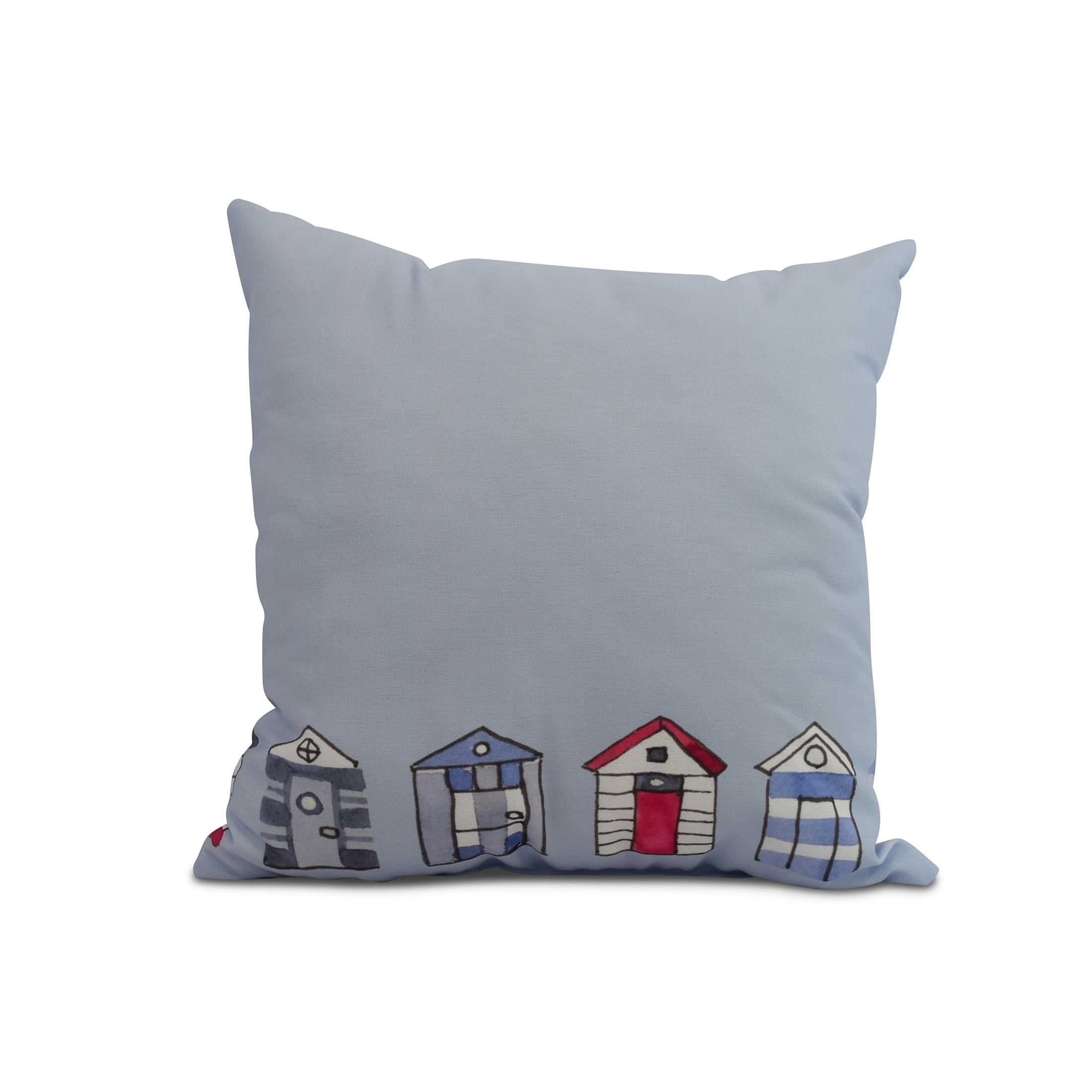 Simply Daisy, 16 x 16inch, Beach Huts, Geometric Print Pillow, Red