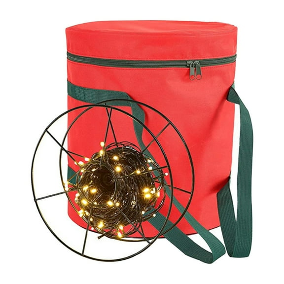 Christmas Round Lamp Storage Bag Oxford Cloth Xmas Lights Bulbs Storage Bag Wardrobe Storage Red