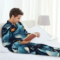 thumbnail image 6 of Hirioo Playful Whales Underwater Scene for Men's Pajama Sets 2 Piece Pjs Men's Long-Sleeved Pajama Set Button Down Sleepwear,S-XXL-Large, 6 of 7