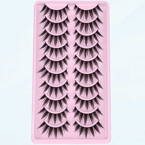 False Eyelashes Manga Lashes Wet Eyelashes Japanese Styles Spiky Lashes Cosplay Natural Wispy Fluffy Lashes 3D Effect 16MM False Eyelashes 10 Pairs Pack