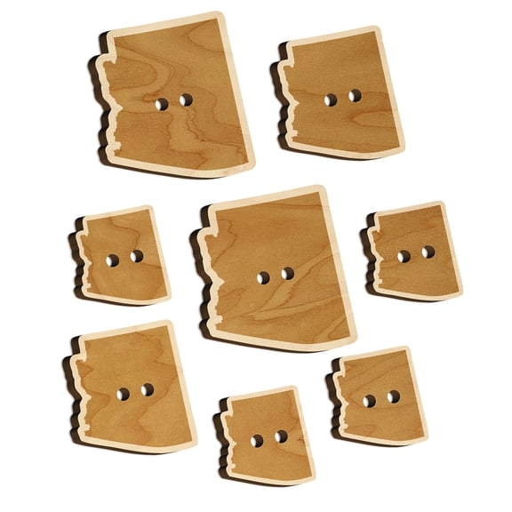 Arizona State Silhouette Wood Buttons for Crochet Knitting Sewing DIY Craft - Various Sizes (8pcs)
