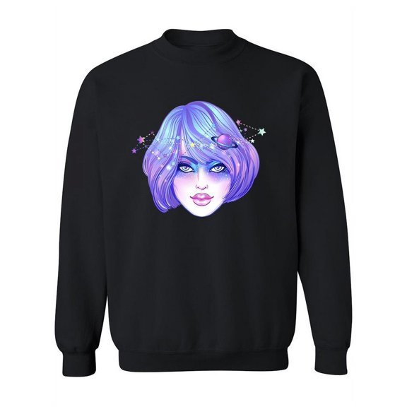 Cute Girl With Starry Make Up Sweatshirt Women -Image by Shutterstock, Female Medium