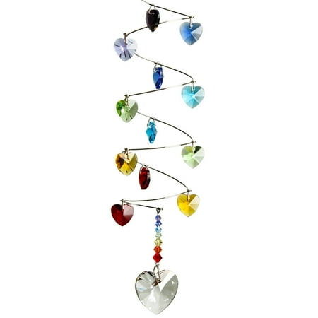Woodstock Wind Chimes Woodstock Rainbow Makers Collection, Crystal Spiral, 9'' Rainbow Hearts Crystal Suncatcher CS23